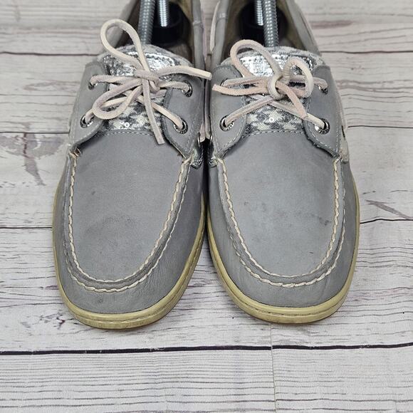 Women's Sperry Top Sider Boat Shoe Sz 9.5 Gray Metalic Casual - Picture 3 of 7